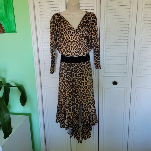Chrisanne Clover Ballroom Latin Animal Print Leopard Dress sz Medium